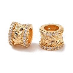 Brass Micro Pave Clear Cubic Zirconia European Beads&nbsp;KK-B100-047G