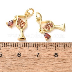 Brass Micro Pave Red Cubic Zirconia Pendants&nbsp;CU-E003-02G