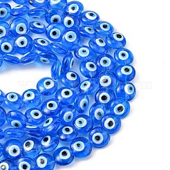 Flat Round Evil Eye Lampwork Bead Strands&nbsp;LAMP-R118-05