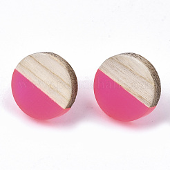 Transparent Resin & Wood Stud Earrings&nbsp;EJEW-N017-003A-D05