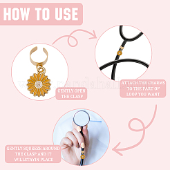 6Pcs 6 Colors Alloy Enamel Flower Stethoscope Pendant Decorations&nbsp;HJEW-SP0001-35