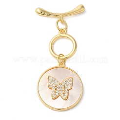 Brass Micro Pave Clear Cubic Zirconia Toggle Clasps&nbsp;KK-N254-92G