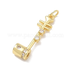 Brass Micro Pave Clear Cubic Zirconia Pendants&nbsp;KK-D289-01G-04