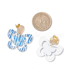 Brass Printing Acrylic Butterfly Dangle Stud Earrings&nbsp;EJEW-JE06431-03