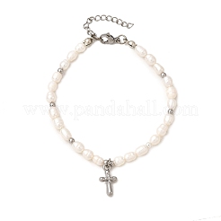 304 Stainless Steel Cross Charm Bracelets&nbsp;BJEW-JB12297