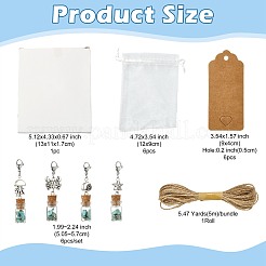 Glass Wishing Bottle  with Synthetic Turquoise Chip Beads inside Pendant Decorations&nbsp;HJEW-FS0001-06