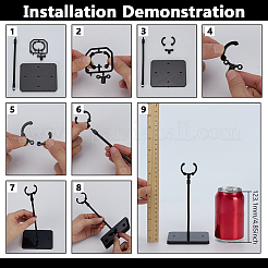 Assembled Rectangle PS Plastic Action Figure Display Stands with Adjustable Iron Support Arm&nbsp;ODIS-WH0100-12A
