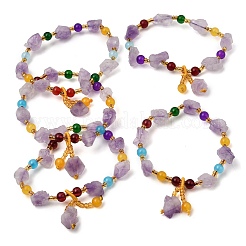 Raw Rough Natural Amethyst Charm Beaded Stretch Bracelets for Women&nbsp;GG-CBA2C9C-08