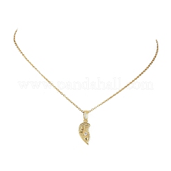 Mother's Day Brass Pave Clear Cubic Zirconia Mom Daughter Heart Split Pendant Necklaces for Women&nbsp;NJEW-JN06106