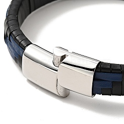 Leather Braided Rectangle Cord Bracelet with 304 Stainless Steel Magnetic Clasps for Men Women&nbsp;BJEW-C021-04