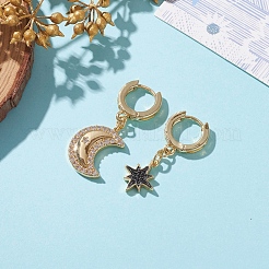Brass Micro Pave Cubic Zirconia Huggie Hoop Earrings&nbsp;EJEW-JE04448
