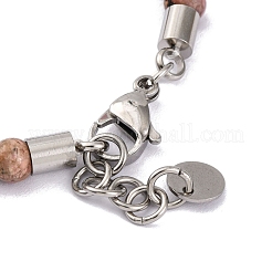 Natural Rhodochrosite & Synthetic Magnetic Hematite Anchor Beaded Bracelet&nbsp;BJEW-P339-01P-03