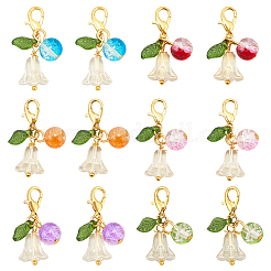 30Pcs Flower Round Acrylic & Glass Locking Stitch Marker&nbsp;HJEW-SC0002-22