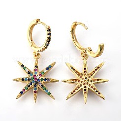Brass Dangle Hoop Earrings&nbsp;EJEW-F190-08G