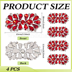 4Pcs Flower Alloy & Glass Rhinestone Applques&nbsp;DIY-MA0007-20B