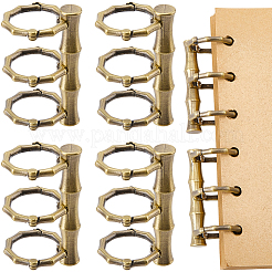 6-Ring Bamboo Stick Alloy Loose Leaf Book Binder Hinged Rings&nbsp;FIND-CP0003-97AB