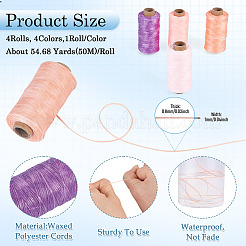 4 Rolls 4 Colors Waxed Polyester Cord&nbsp;YC-TA0001-29C