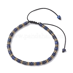 Natural Lapis Lazuli & Synthetic Hematite Disc Bead Braided Bead Bracelets for Women Men&nbsp;BJEW-JB13330