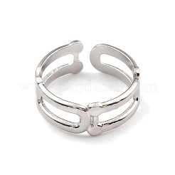 Non-Tarnish 304 Stainless Steel Hollow Out Oval Wrap Open Cuff Rings for Women&nbsp;RJEW-G285-51P