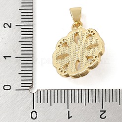 Brass & Shell & Clear Cubic Zirconia Pendants&nbsp;KK-I712-17G