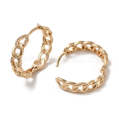 Brass Micro Pave Cubic Zirconia Hoop Earrings&nbsp;EJEW-M238-68KCG