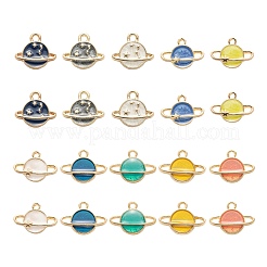 60Pcs 10 Colors Light Gold Alloy Enamel Pendants&nbsp;ENAM-LS0001-60