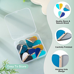 10Pcs 5 Colors Opaque & Transparent Resin & Wood Pendants&nbsp;RESI-TA0004-59