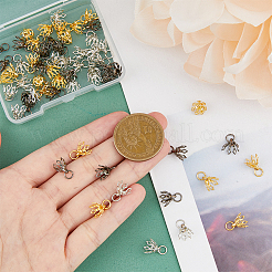 60Pcs 3 Colors Flower Rack Plating Brass Filigree Bead Cap Bails&nbsp;KK-FH0006-86