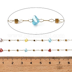 Handmade 304 Stainless Steel Glass Beaded Link Chains&nbsp;GL-CBA98C2-03G