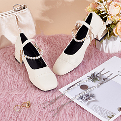 2 Sets 2 Colors Round ABS Plastic Imitation Pearl Anti-Loose High Heel Shoelaces&nbsp;AJEW-HY0001-95