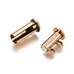 2-Strands 4-Holes Tube Brass Magnetic Slide Lock Clasps&nbsp;X-KK-D472-R-NF