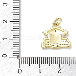 Brass Micro Pave Clear Cubic Zirconia with Enamel Pendants&nbsp;KK-CBAD872-20G-01