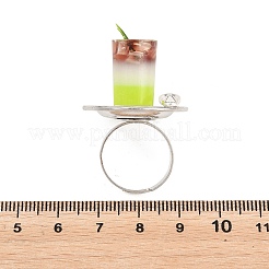 Afternoon Tea Resin & Plastic Adjustable Finger Rings for Women&nbsp;RJEW-K317-01H