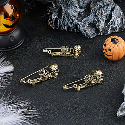 6Pcs Skeleton Halloween Zinc Alloy Brooch&nbsp;JEWB-FH0002-37AG