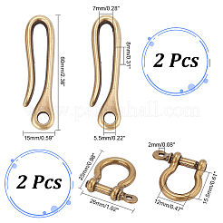 2Pcs Tibetan Style Alloy Hook Clasps and 2Pcs Shackle Clasps&nbsp;FIND-PH0017-22