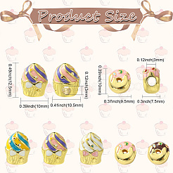 5Pcs 5 Styles Donut & Cake Rack Plating Brass Enamel Beads&nbsp;KK-CJ0002-83