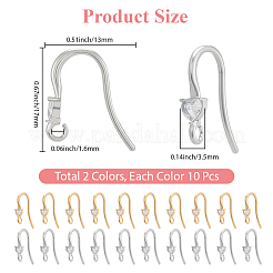 20Pcs 2 Styles 304 Stainless Steel Rhinestone Earring Hooks&nbsp;STAS-BBC0007-16B