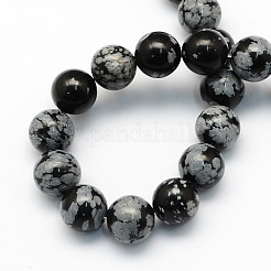 Natural Snowflake Obsidian Round Beads Strands&nbsp;X-G-S172-8mm