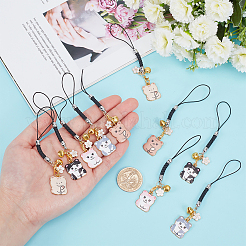 Cat & Flower Alloy Enamel Pendant Decoraions&nbsp;HJEW-AB00717