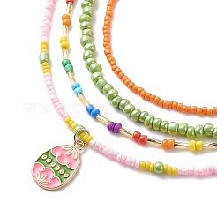 4Pcs 4 Style Glass Seed Imitatin Pearl Beaded Necklaces Set&nbsp;NJEW-JN04012