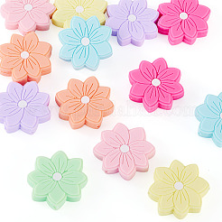 14Pcs 7 Colors Flower Food Grade Eco-Friendly Silicone Focal Beads&nbsp;SIL-TA0003-13