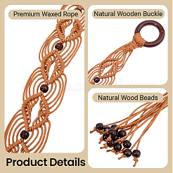 1Pc PU Leather Cord Woven Tassel Tie Knot Belts&nbsp;AJEW-CP0012-06B