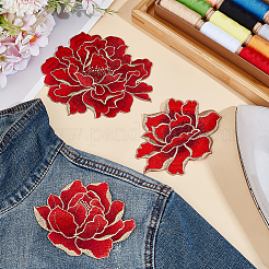 3Pcs 3 Styles Flower Pattern Polyester Computerized Embroidery Cloth Sew on Appliques&nbsp;PATC-BC0001-16