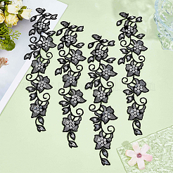 4Pcs Honeysuckle Polyester & Sequin Self Adhesive Patches&nbsp;PATC-GF0001-76B