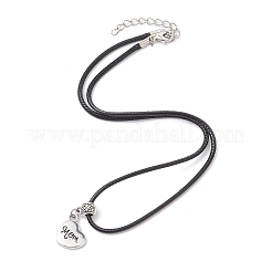 Heart with Word Mom Alloy Pendant Necklace with Imitation Leather Cords&nbsp;NJEW-JN04494