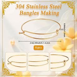 6Pcs Adjustable 304 Stainless Steel Expandable Bangle Making&nbsp;STAS-BBC0008-41