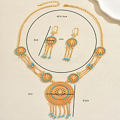 Bohemian Style Alloy Hollow Round Tassel Necklace & Earrings Set for Women Party Wear&nbsp;VY5704