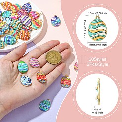 40Pcs 20 Styles Printed Alloy Pendants&nbsp;FIND-CJ0011-18