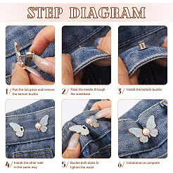 7 Pairs 7 Colors Butterfly Shape Alloy Enamel Adjustable Jean Button Pins&nbsp;FIND-TA0008-80