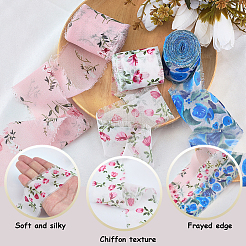 3 Rolls 3 Styles Flower Pattern Polyester Ribbon&nbsp;OCOR-CP0001-28A